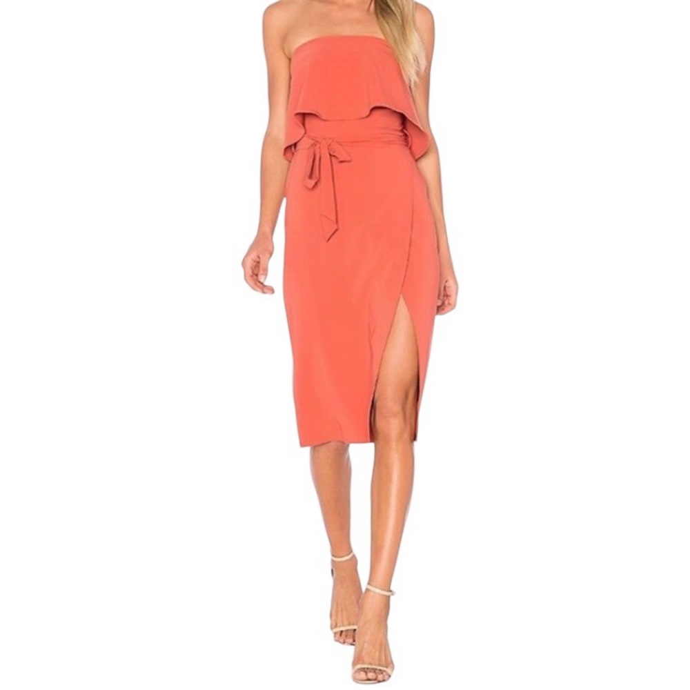 GUC Lovers + Friends Max Midi Dress in Blood Orange - 
Size S